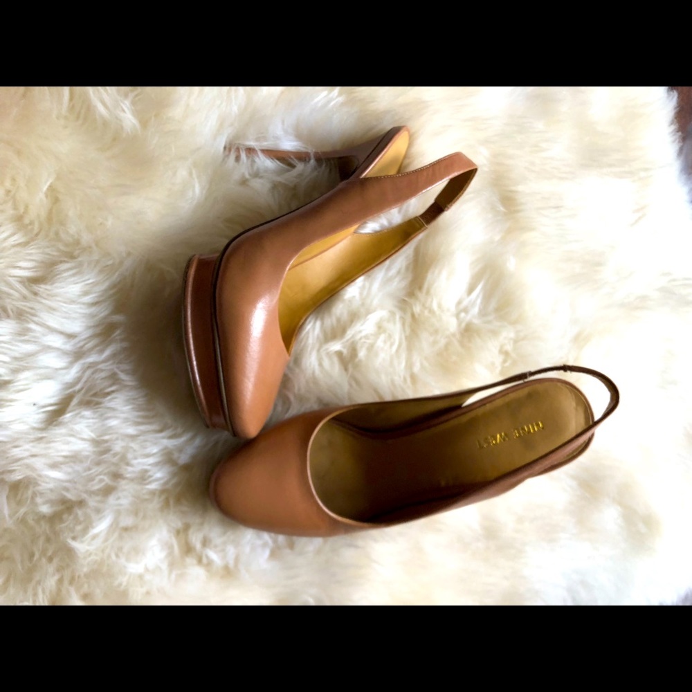 NineWest Platform sling backs nude